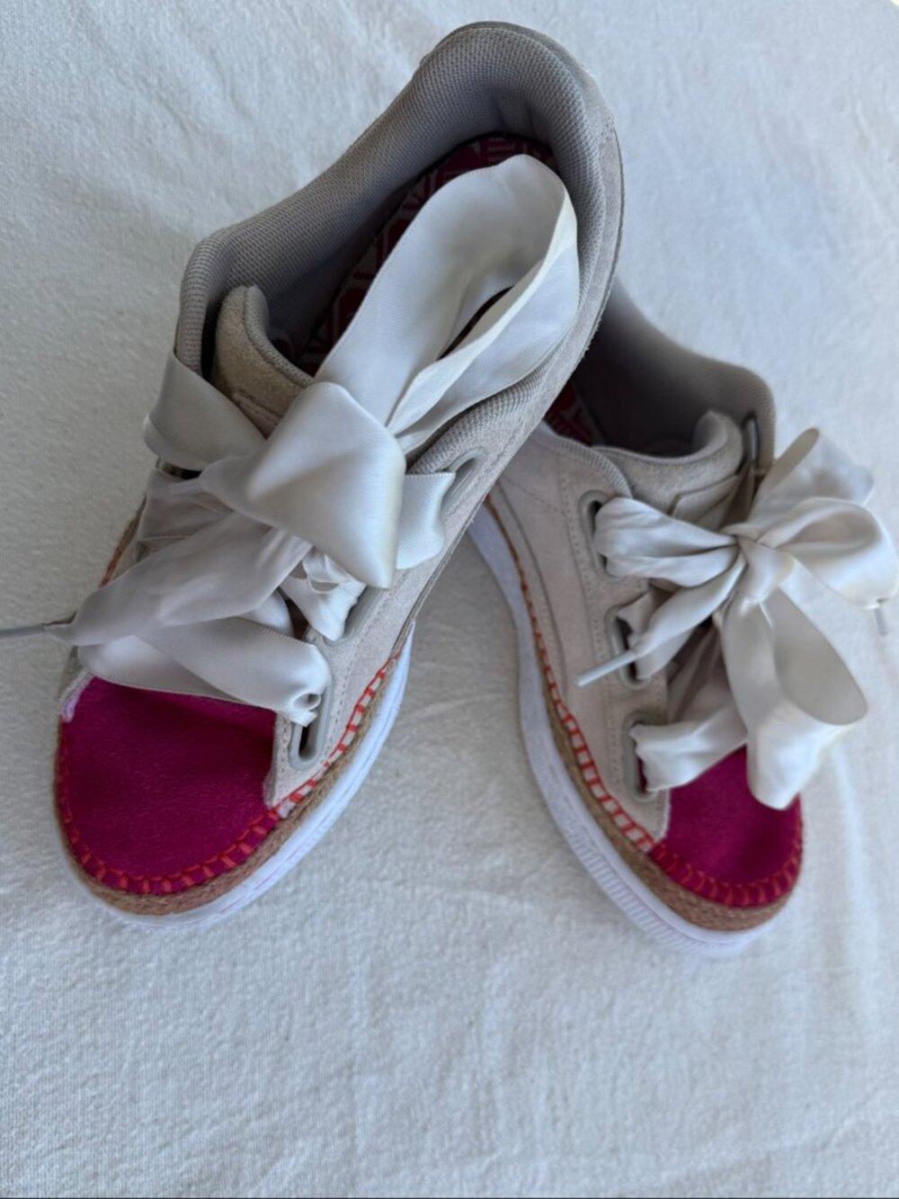 Puma Suede Heart Espadrille Platform Sneakers Womens 9 Ribbon Laces